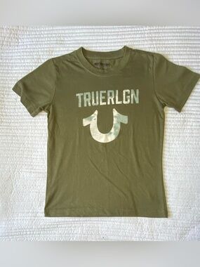 True Religion Olive Green Tee with Camo Logo